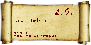 Later Iván névjegykártya